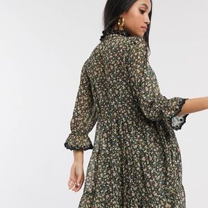 Y.A.S Green Floral Smock Ditsy Dress